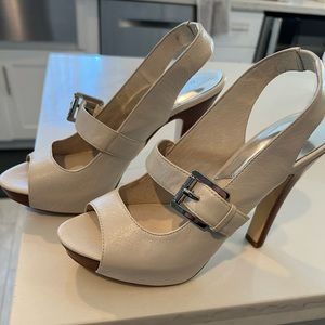 Michael Kors- off white Mary Jane platform  wood heels. Never worn.